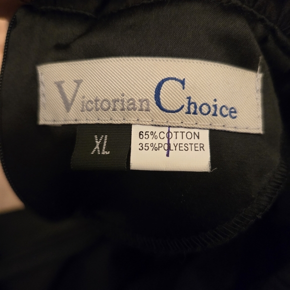 Victorian Choice Ruffled High Neck Black Satin Womens Blouse Top Sz XL Steampunk - Picture 5 of 5